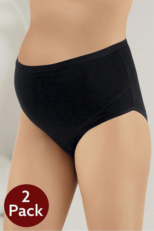 Shopymommy - 2-Pack Lycra Single Jersey Bato Maternity Panties Black - 142-0