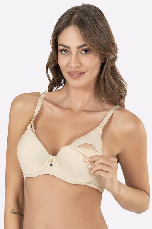 Shopymommy 3628 Covered Underwired Nursing Bra Skin-0