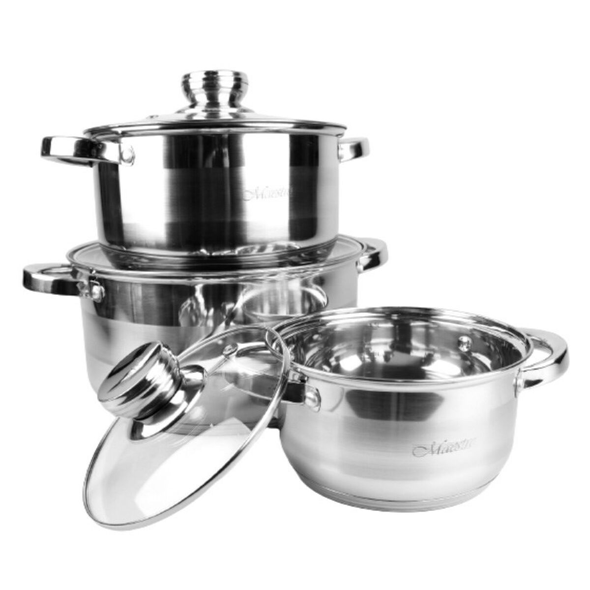 Saucepans Feel Maestro MR-2220-6L Silver Steel 6 Pieces-3