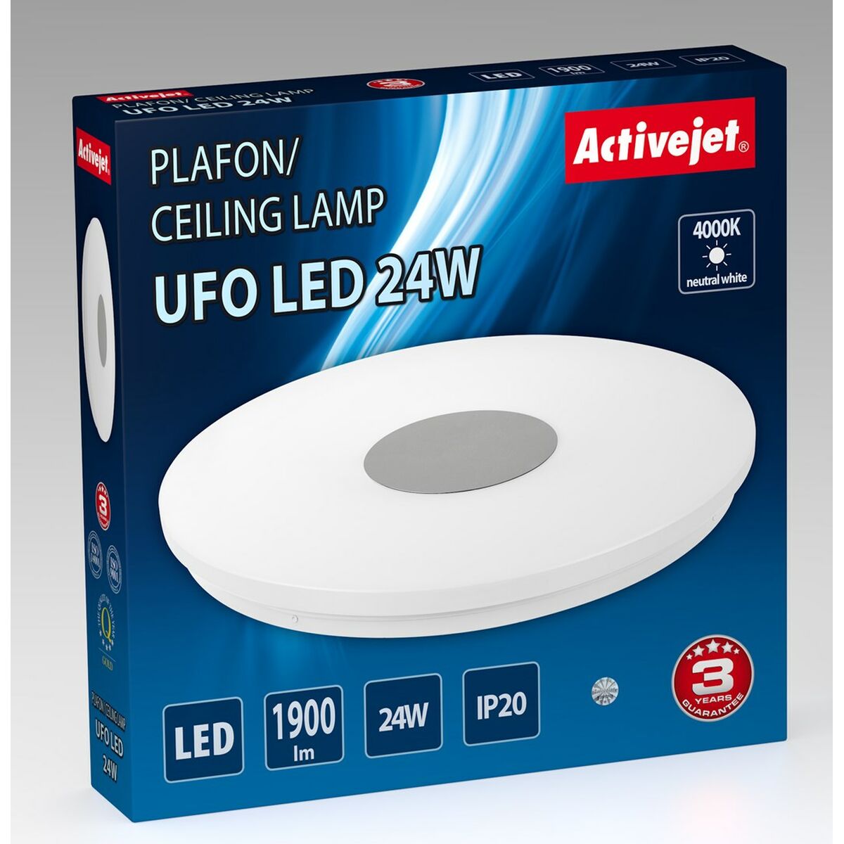 Ceiling Light Activejet AJE-UFO 24W White Silver 80 24 W Metal (4000 K) (1 Unit)-2