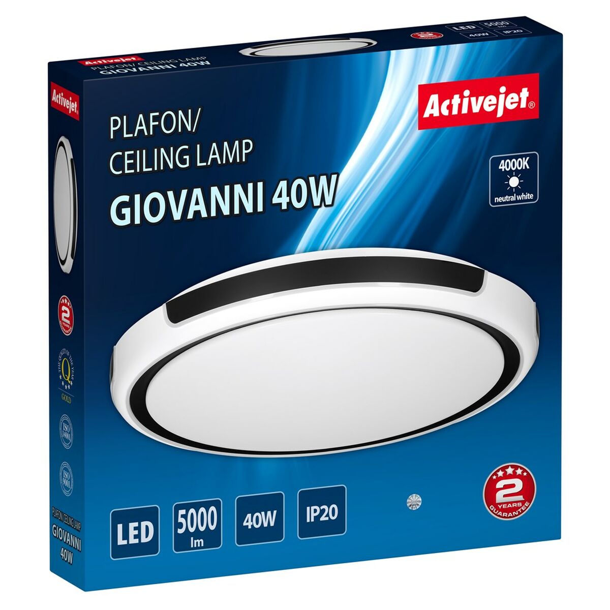 Ceiling Light Activejet AJE-GIOVANNI 40W White Black 80 (4000 K)-2