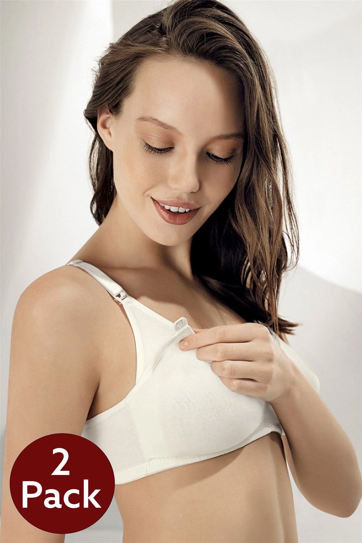 Shopymommy - 2-Pack Cotton Jersey Nursing Bra Ecru - 8150-0