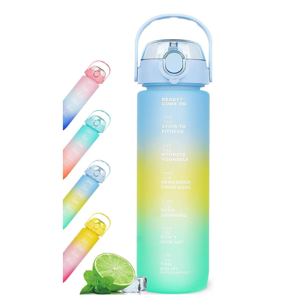 Bottle with Lid and Straw Bewinner Multicolour 600 ml-1