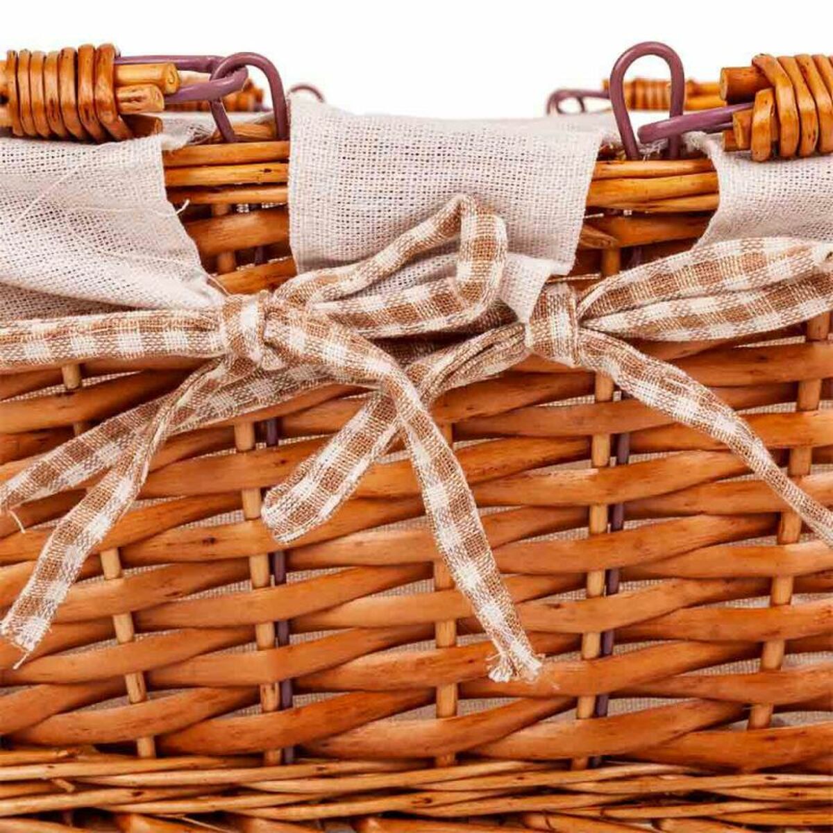 Picnic Basket Alexandra House Living wicker Willow wood 38 x 30 x 17 cm-5