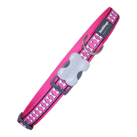 Dog collar Red Dingo Reflective Bones Fuchsia (1,5 x 24-36 cm)-0