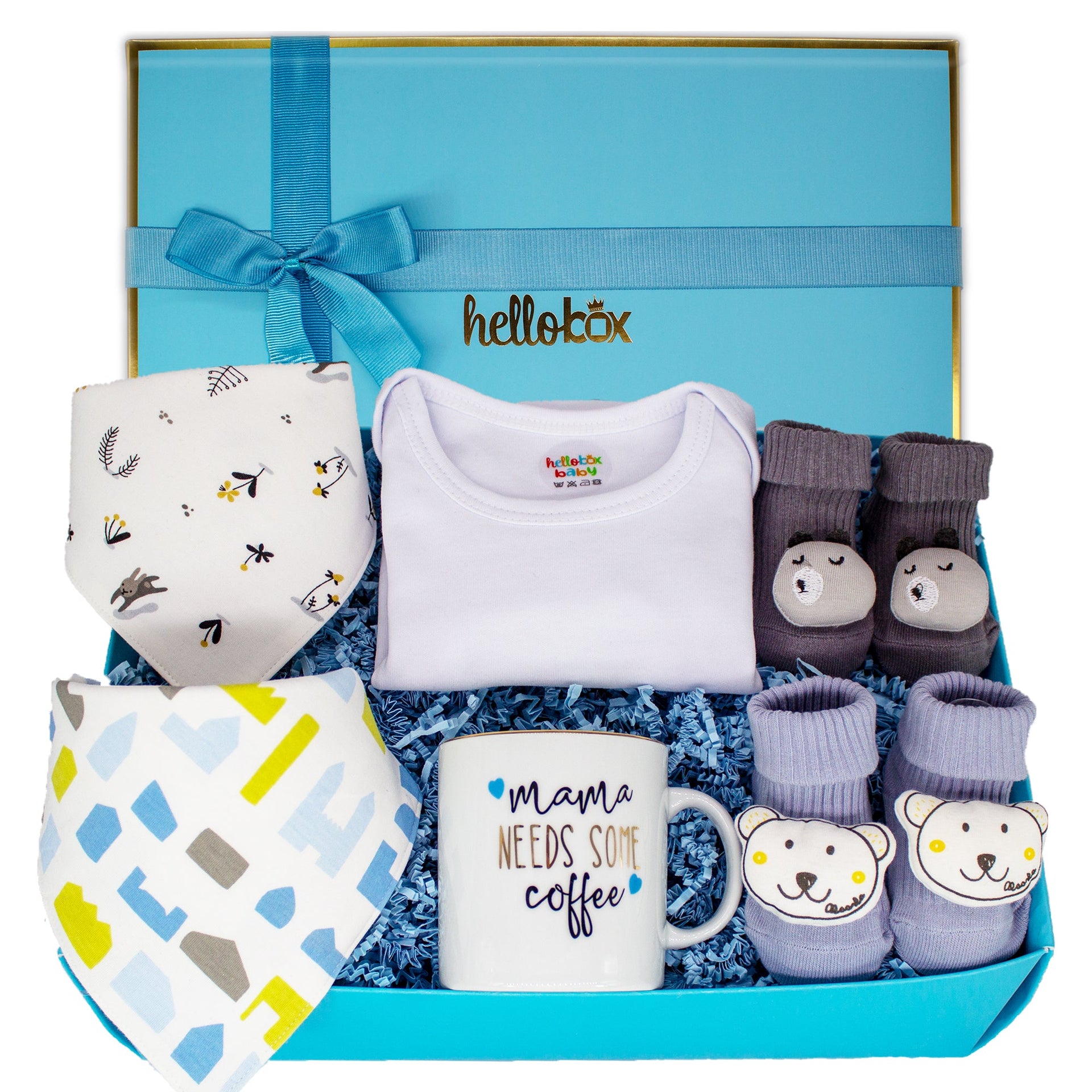 Hellobox Baby Gift Boy, Bib, Socks, Gift Set for Newborn Baby and Mom/Gift for Birth-6