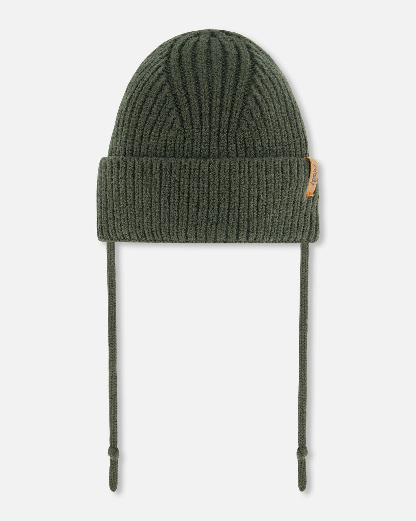 Mid-Season Knit Hat With Strings Forest Green-0