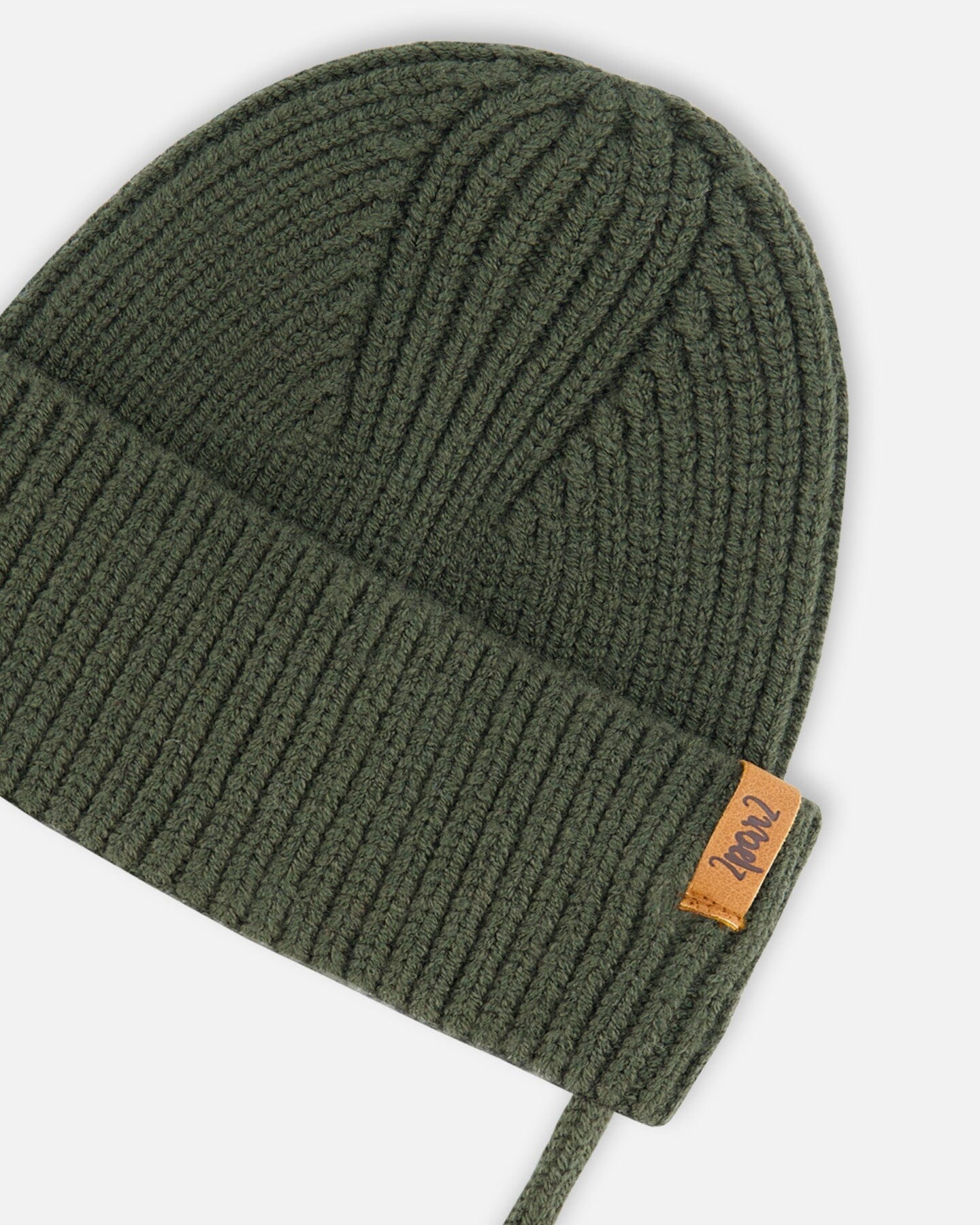 Mid-Season Knit Hat With Strings Forest Green-2