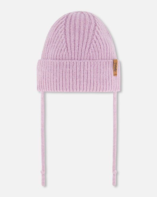 Mid-Season Knit Hat With Strings Lilac-0