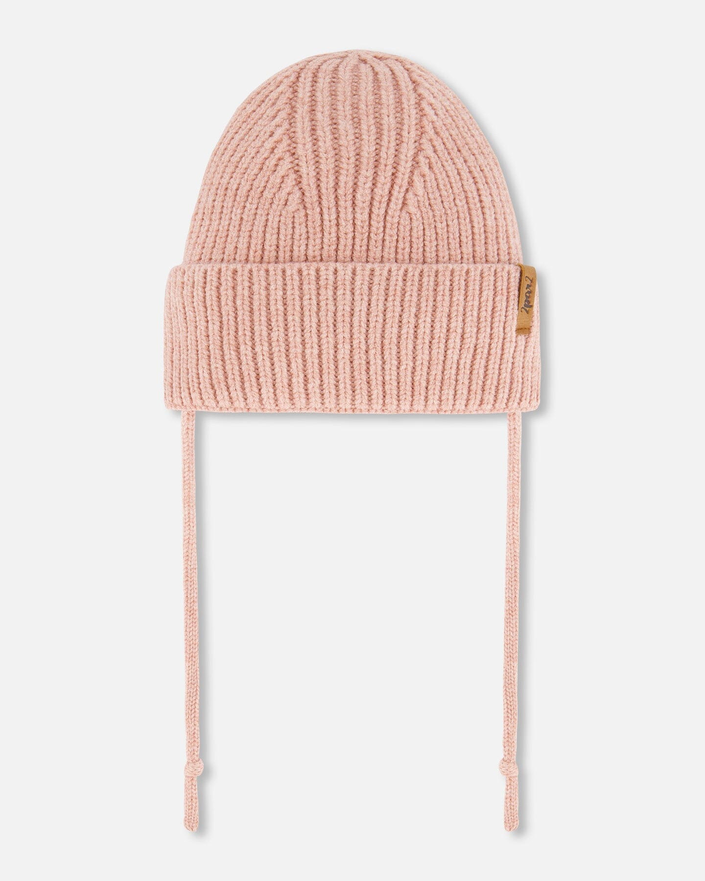 Mid-Season Knit Hat With Strings Dusty Pink-0