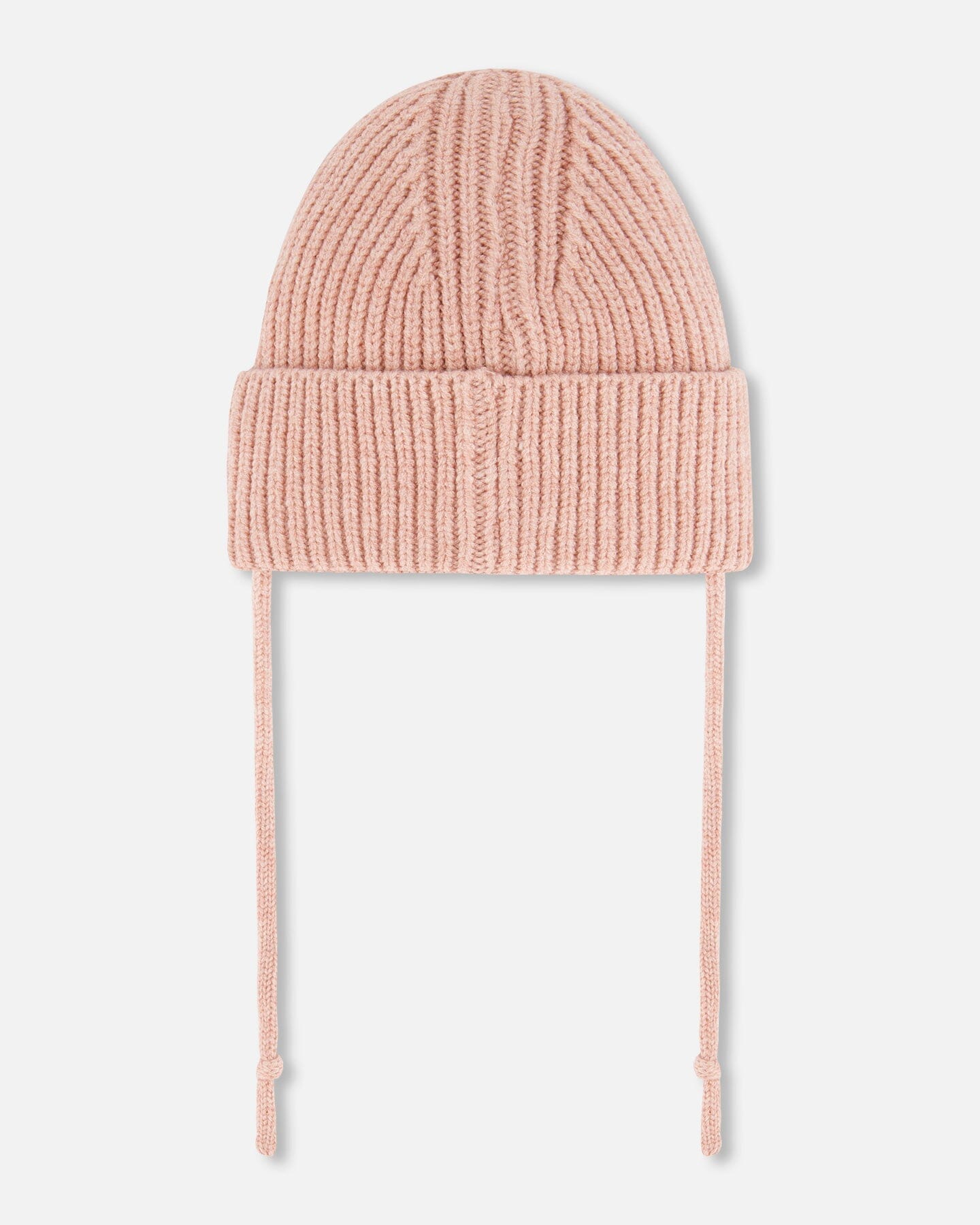 Mid-Season Knit Hat With Strings Dusty Pink-1