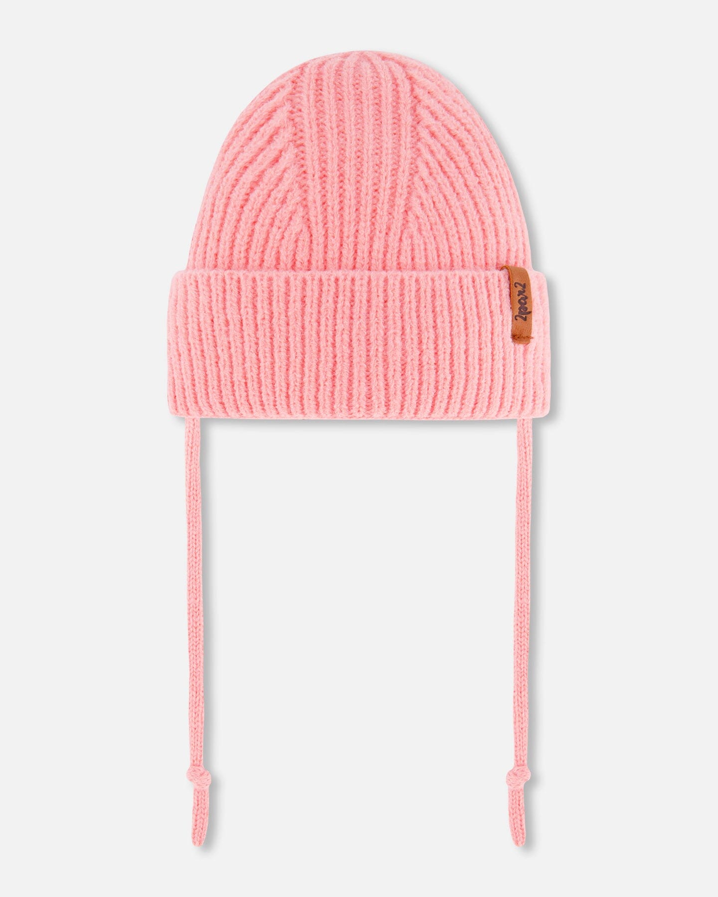 Mid-Season Knit Hat With Strings Pink-0