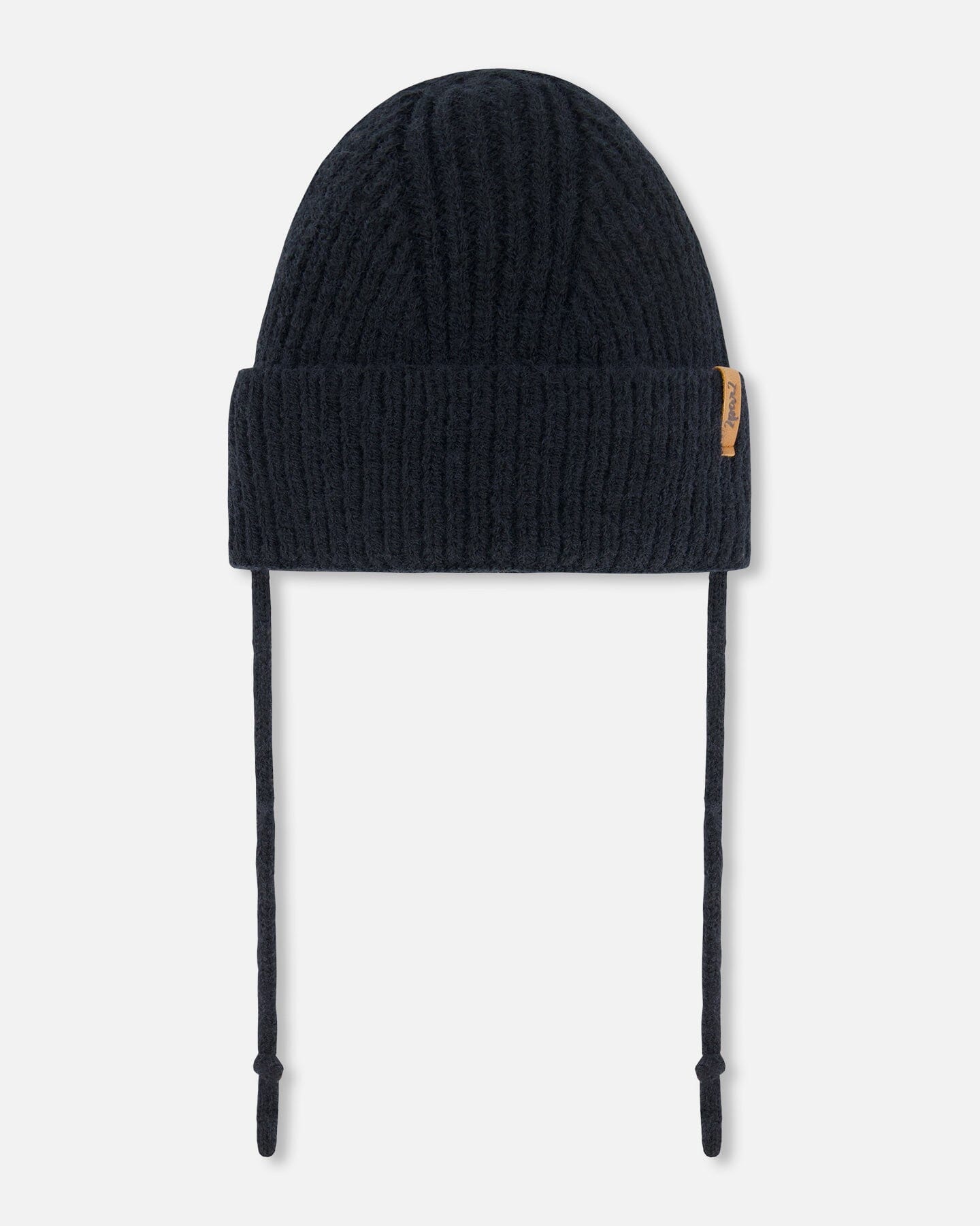 Mid-Season Knit Hat With Strings Black-0