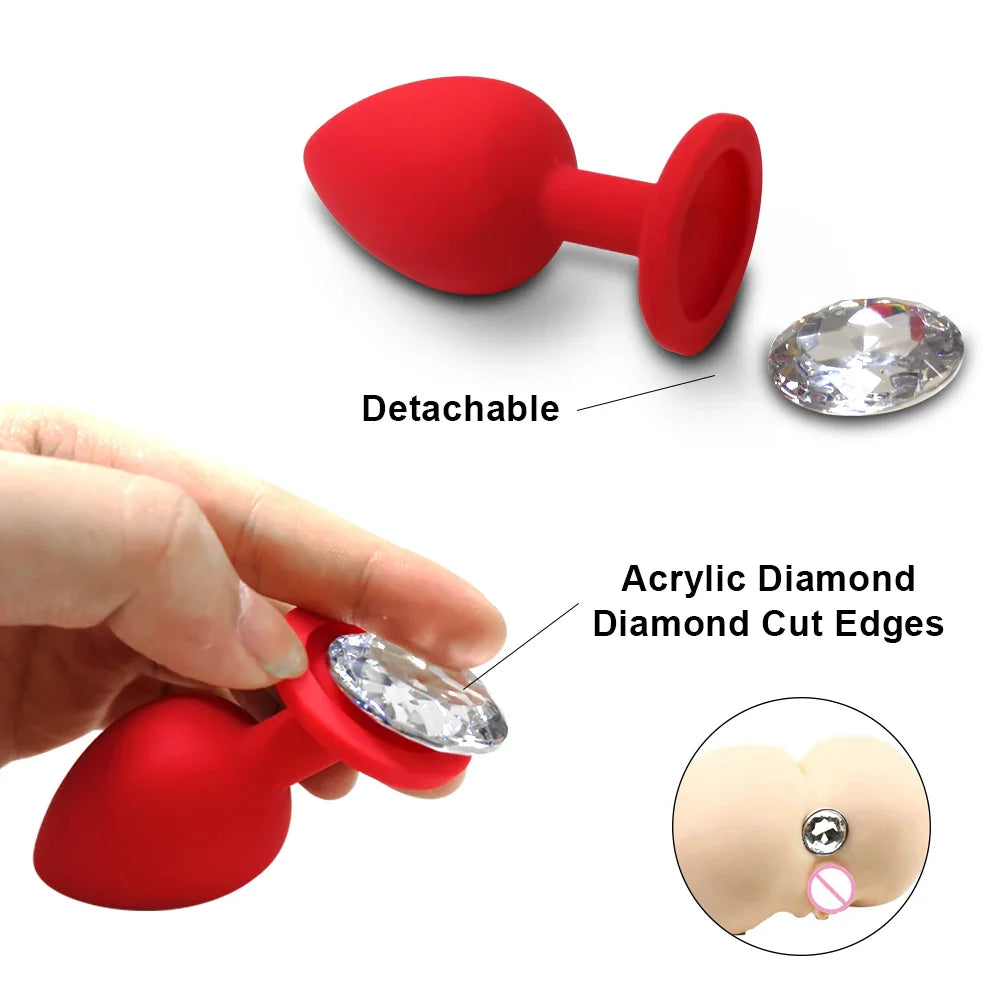 10-Speed Crystal Butt Plug for Women and Men-3