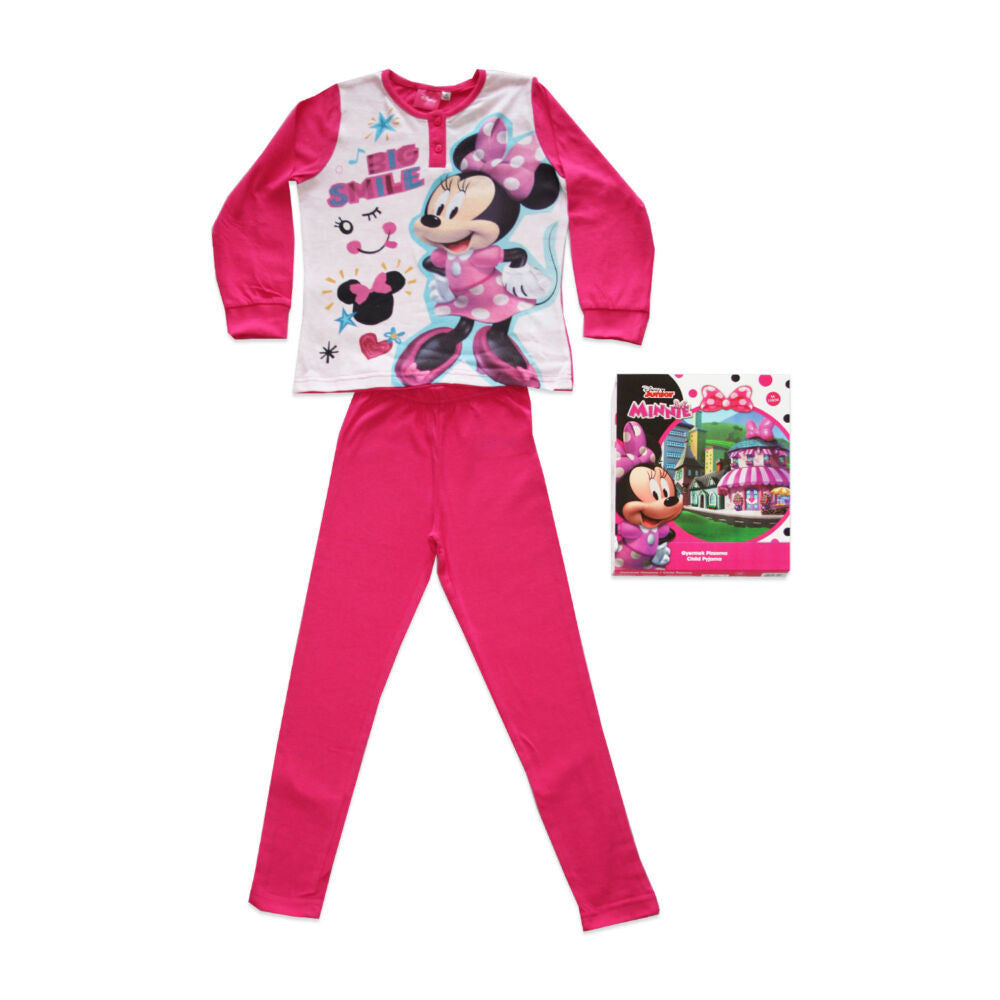 Long thin cotton children's pajamas - Minnie mouse - Jersey - pink - 110-0