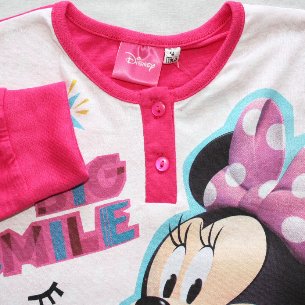 Long thin cotton children's pajamas - Minnie mouse - Jersey - pink - 110-2