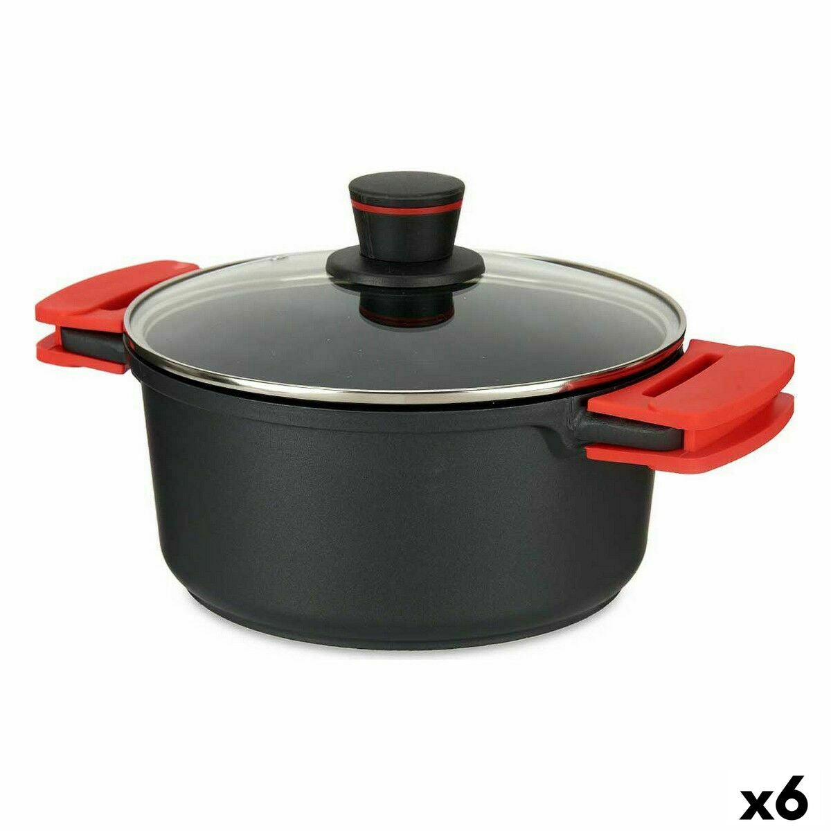 Casserole with glass lid Ø 24 cm Black Aluminium (6 Units)-0