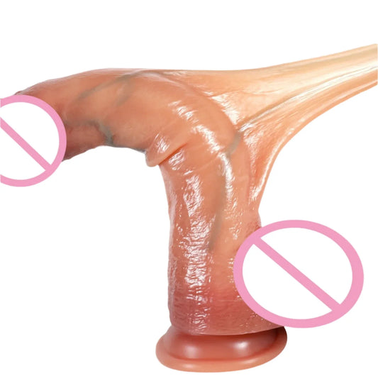 Realistic Foreskin Dildo with Testicles and Strap-On-0