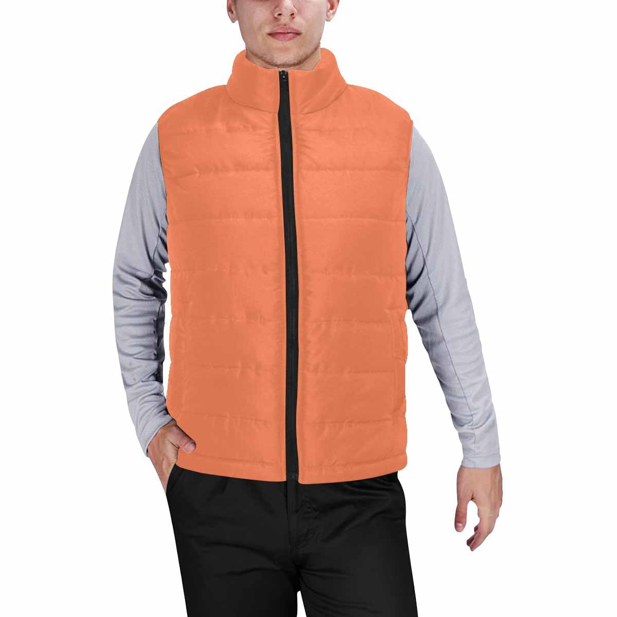 Coral Red Mens Padded Vest-0