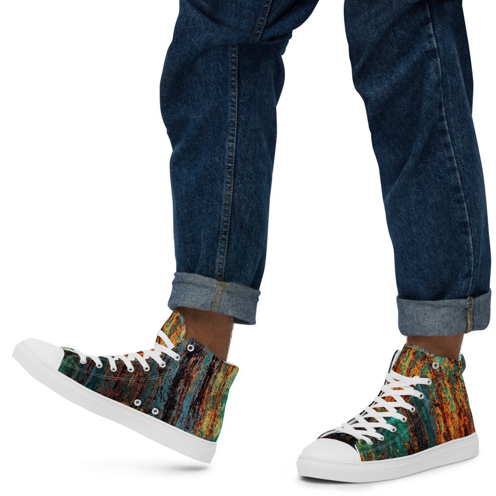 CLOCHARD Handmade Grunge Men’s High Top Canvas Shoes by Gianneli-13