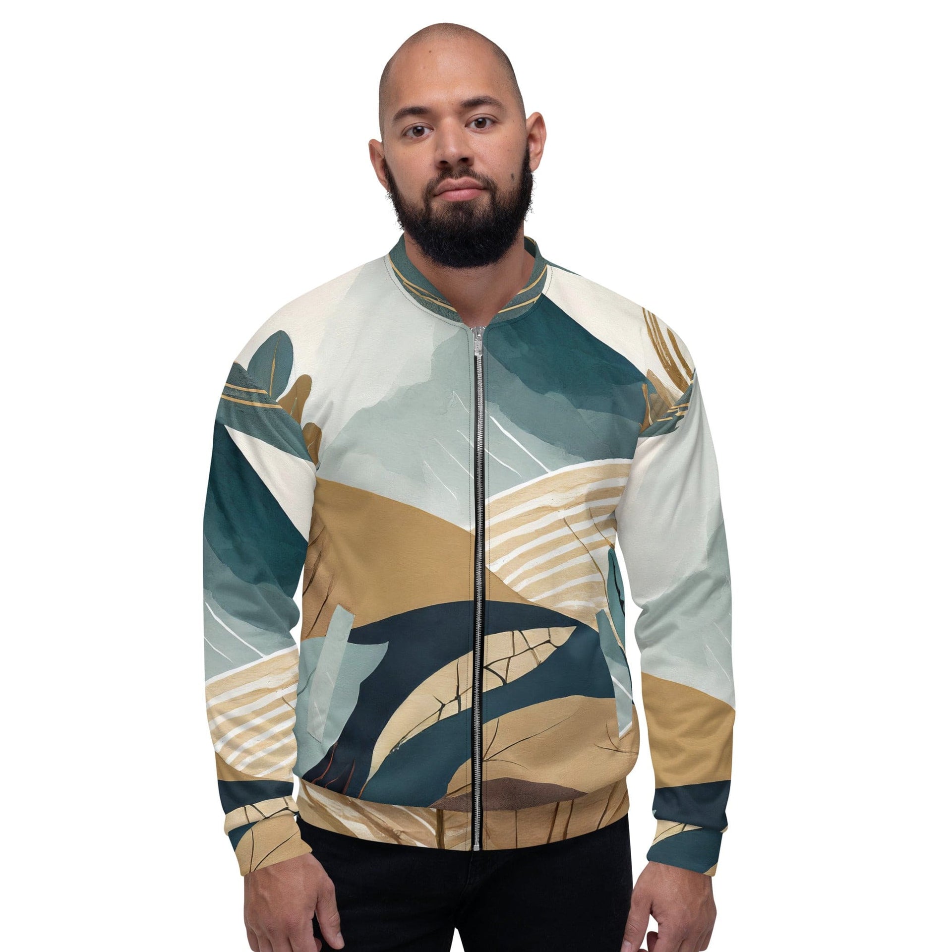 Mens Bomber Jacket, Boho Style Print 3-4