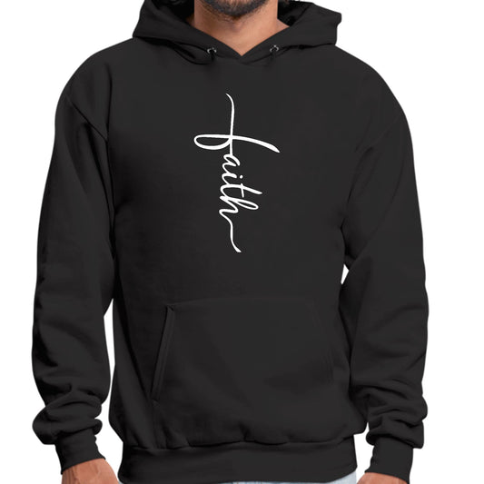 Mens Graphic Hoodie Faith Script Cross Illustration-0