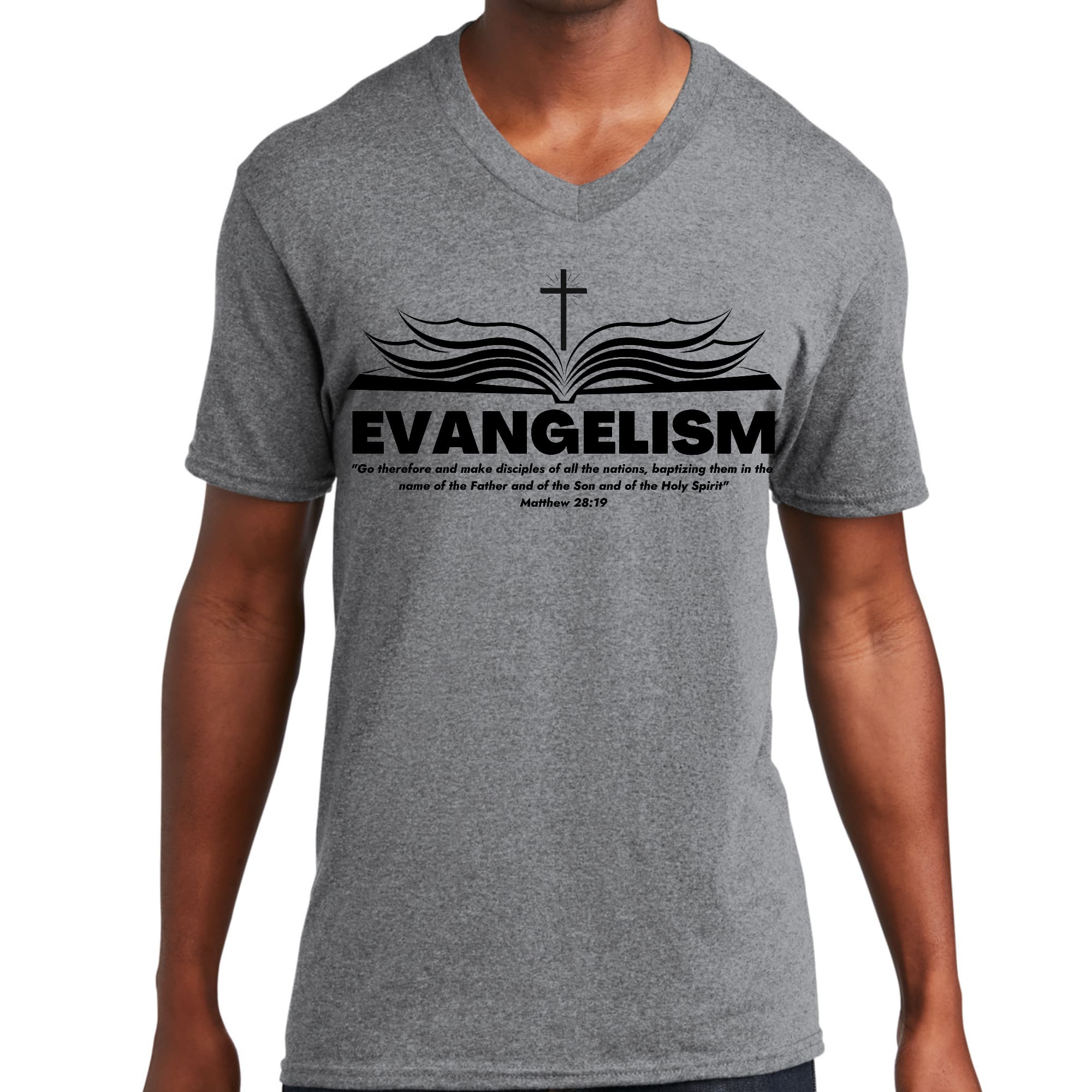 Mens Graphic V-neck T-shirt, Evangelism - Go Therefore and Make-0