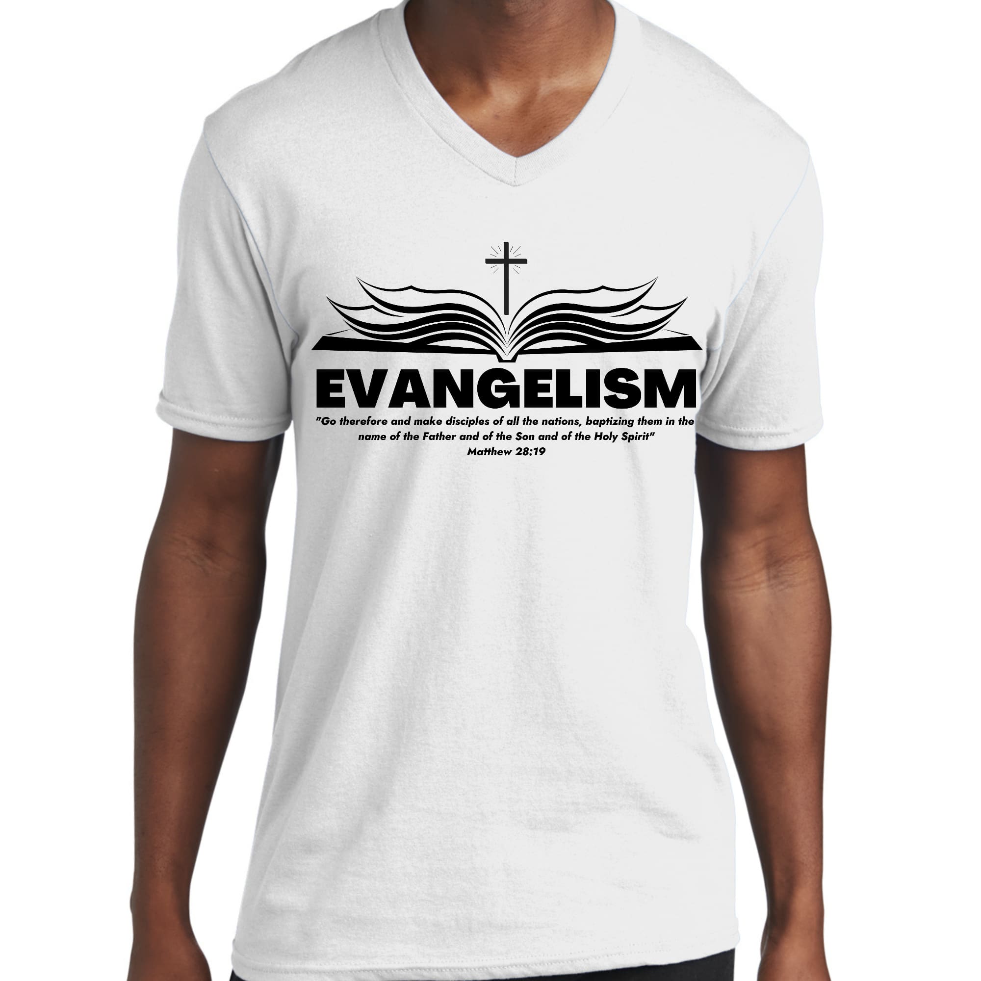 Mens Graphic V-neck T-shirt, Evangelism - Go Therefore and Make-1