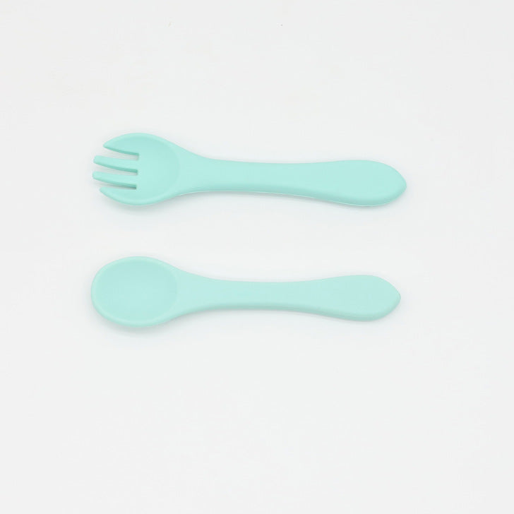 Baby Food Grade Complementary Food Training Silicone Spoon Fork Sets-8