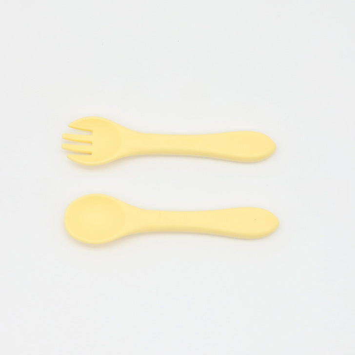 Baby Food Grade Complementary Food Training Silicone Spoon Fork Sets-11