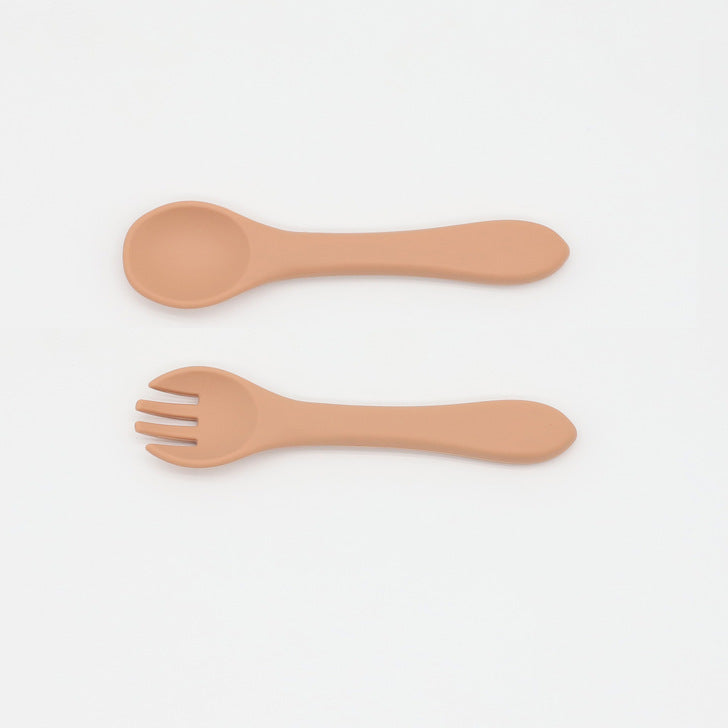 Baby Food Grade Complementary Food Training Silicone Spoon Fork Sets-12