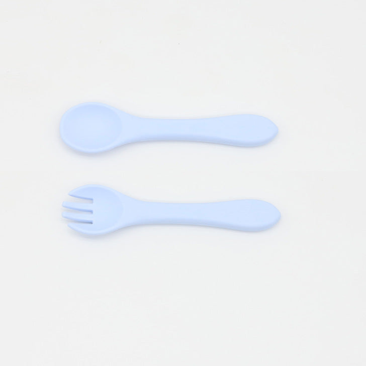 Baby Food Grade Complementary Food Training Silicone Spoon Fork Sets-7