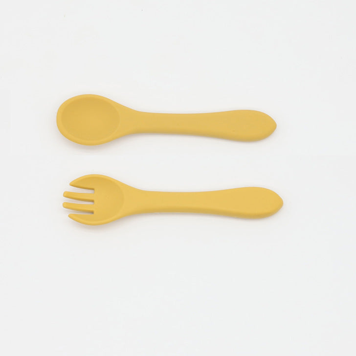 Baby Food Grade Complementary Food Training Silicone Spoon Fork Sets-10