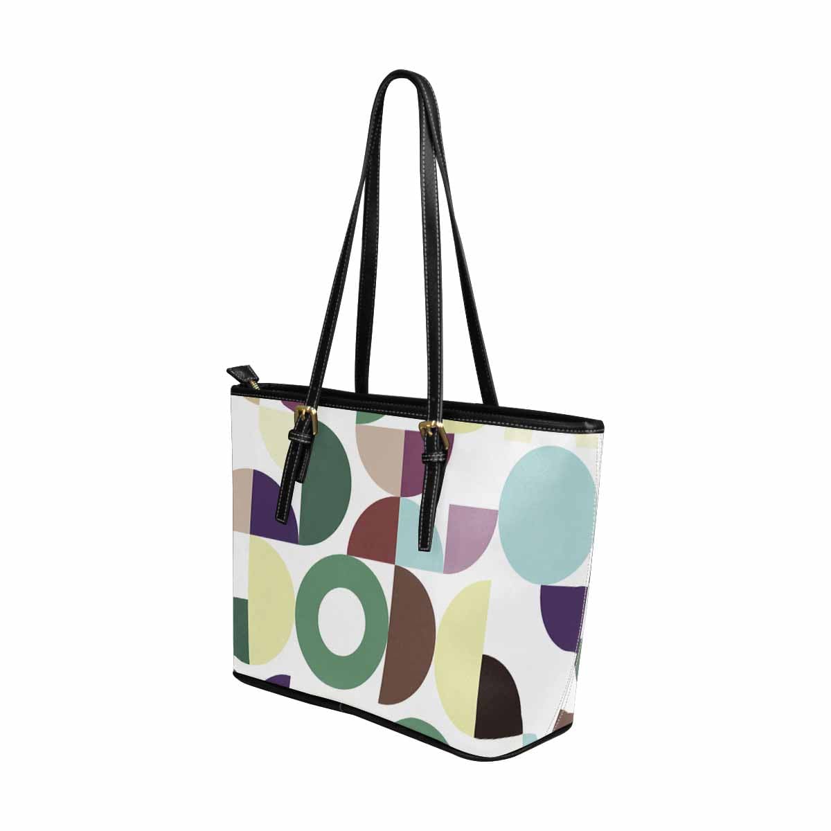 Large Leather Tote Shoulder Bag - Multicolor Handbag-1