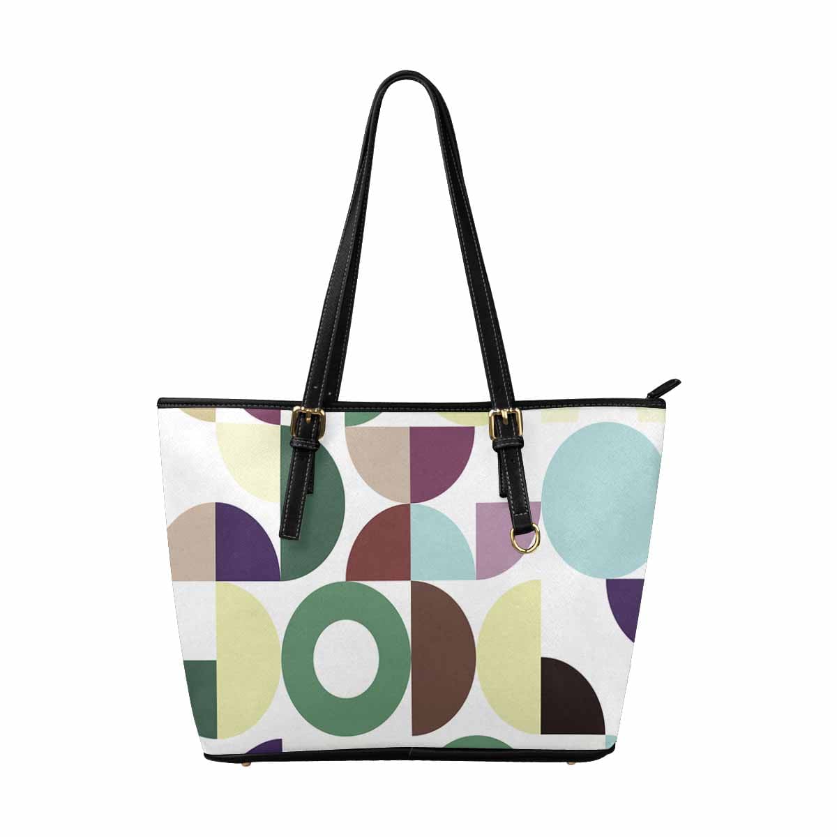 Large Leather Tote Shoulder Bag - Multicolor Handbag-3