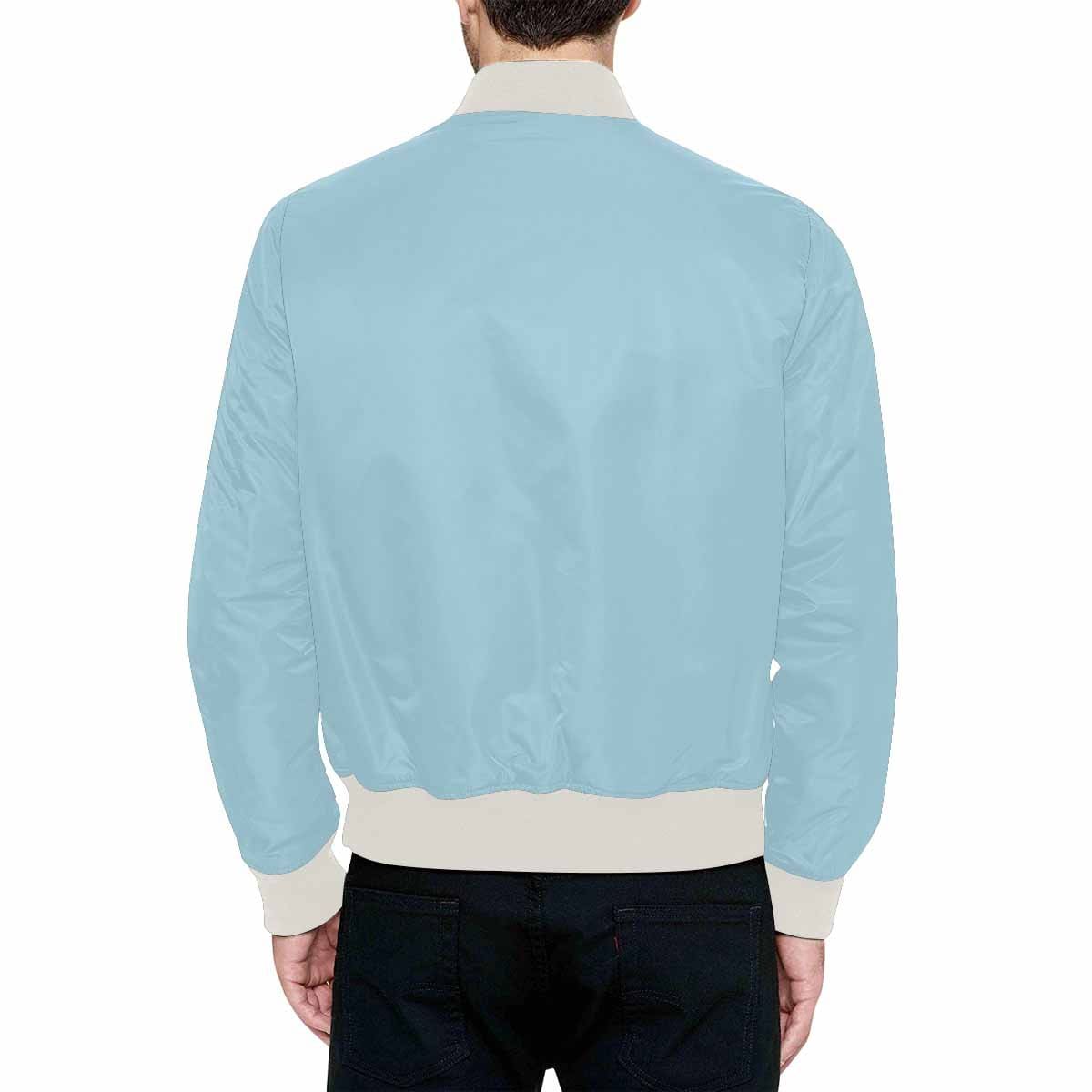 Mens Jacket, Light Blue Bomber Jacket-1