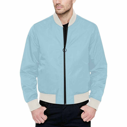 Mens Jacket, Light Blue Bomber Jacket-0