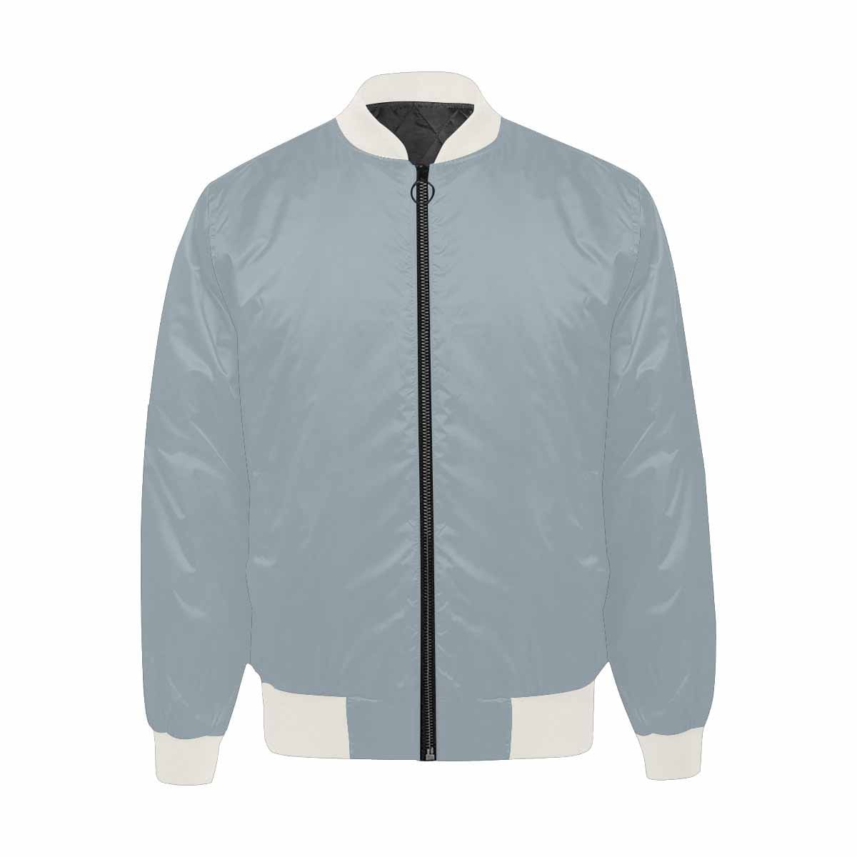 Mens Jacket, Misty Blue Gray Bomber Jacket-2