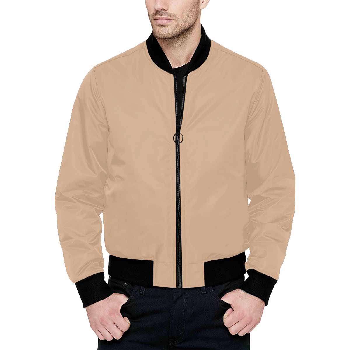 Mens Jacket, Pale Brown Bomber Jacket-0