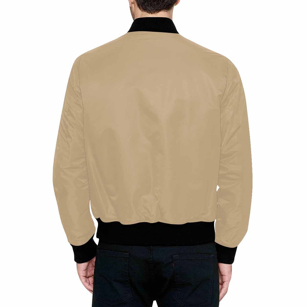 Mens Jacket, Tan Brown and Black Bomber Jacket-1