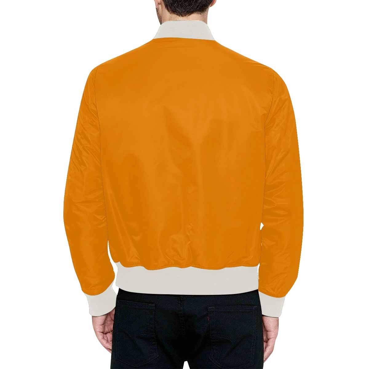 Mens Jacket, Tangerine Orange Bomber Jacket-1