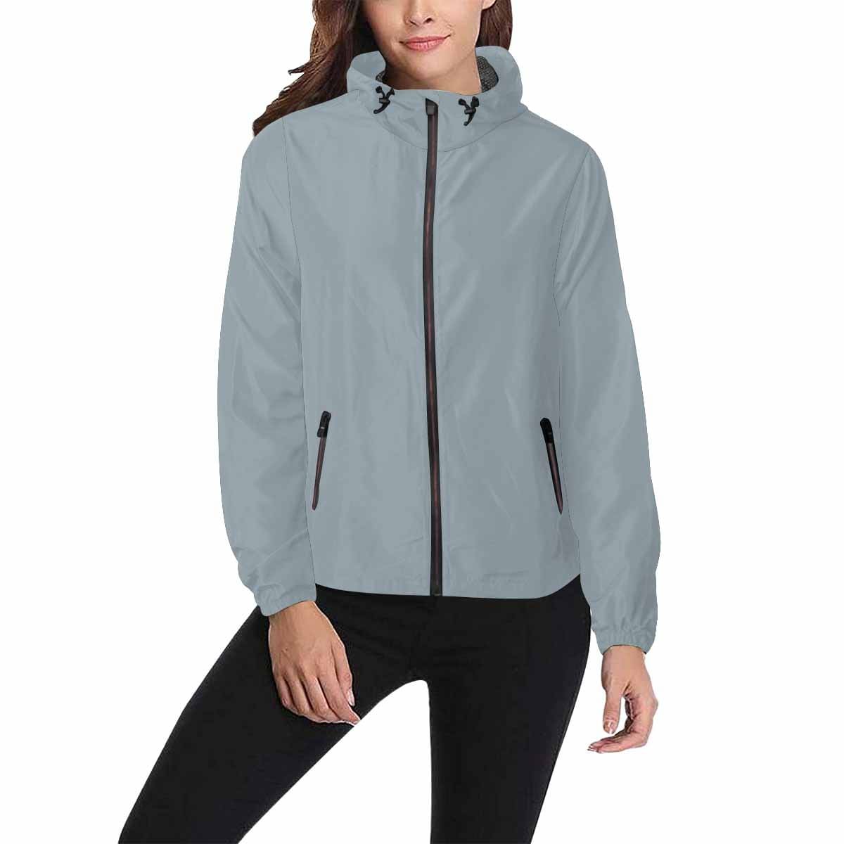 Misty Blue Gray Hooded Windbreaker Jacket - Men / Women-3