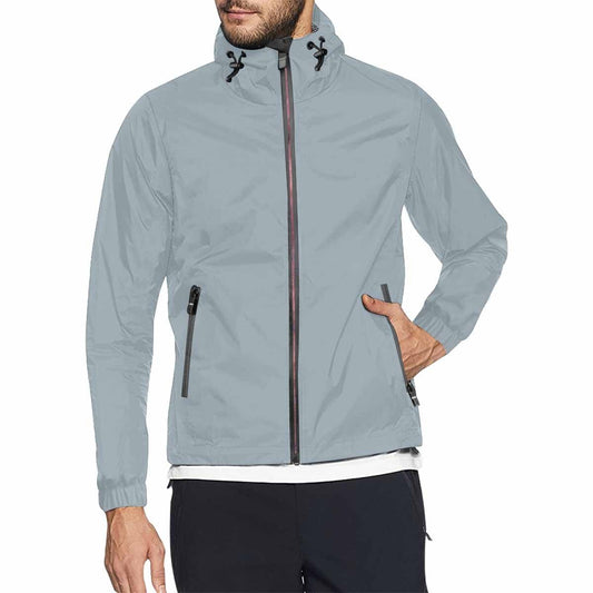 Misty Blue Gray Hooded Windbreaker Jacket - Men / Women-0