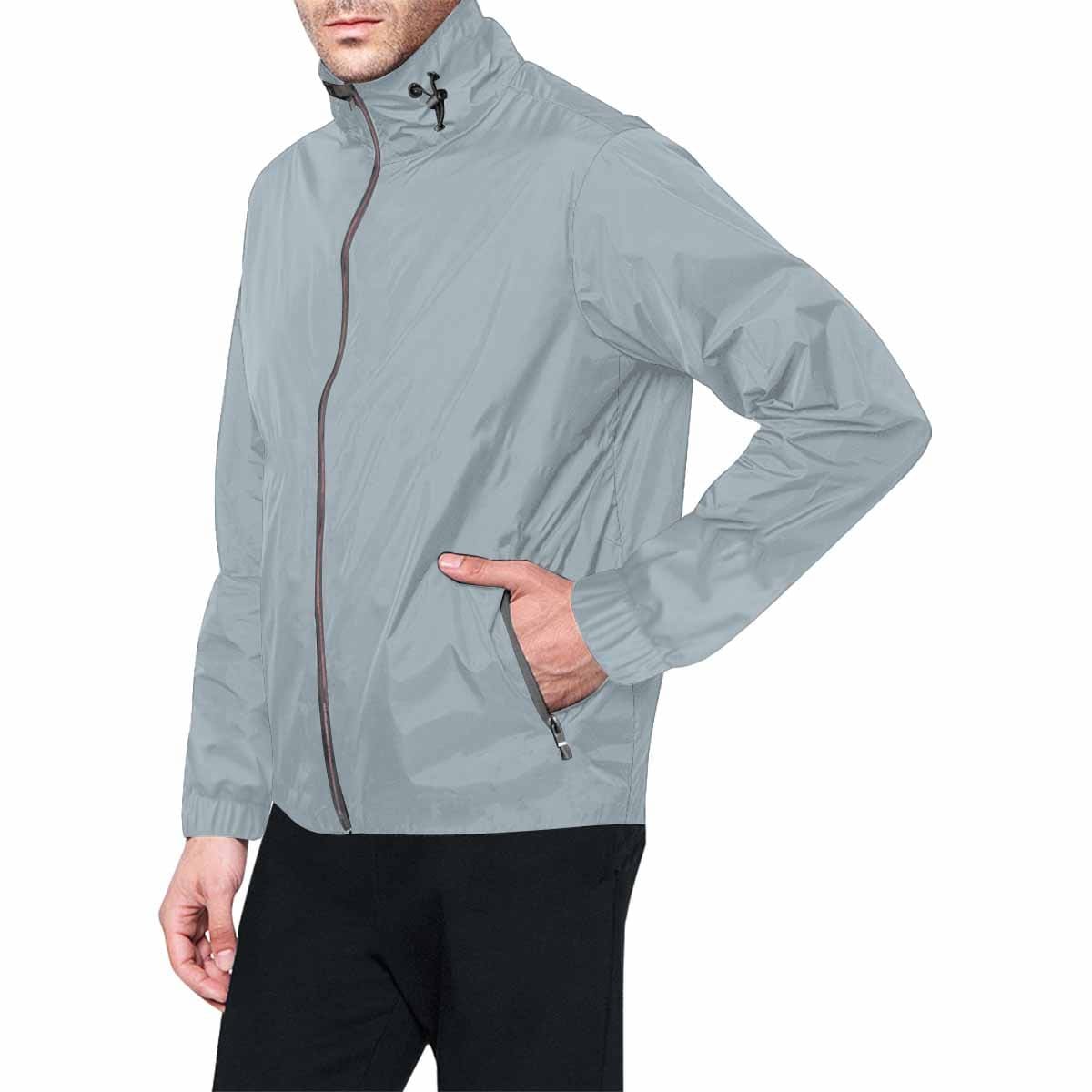 Misty Blue Gray Hooded Windbreaker Jacket - Men / Women-1