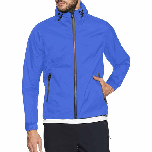 Royal Blue Hooded Windbreaker Jacket - Men / Women-0