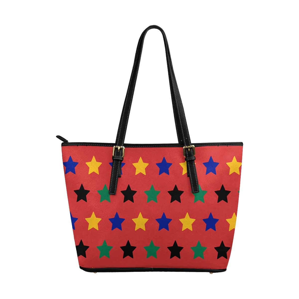 Large Leather Tote Shoulder Bag - Bohemian Multicolor Illustration-0