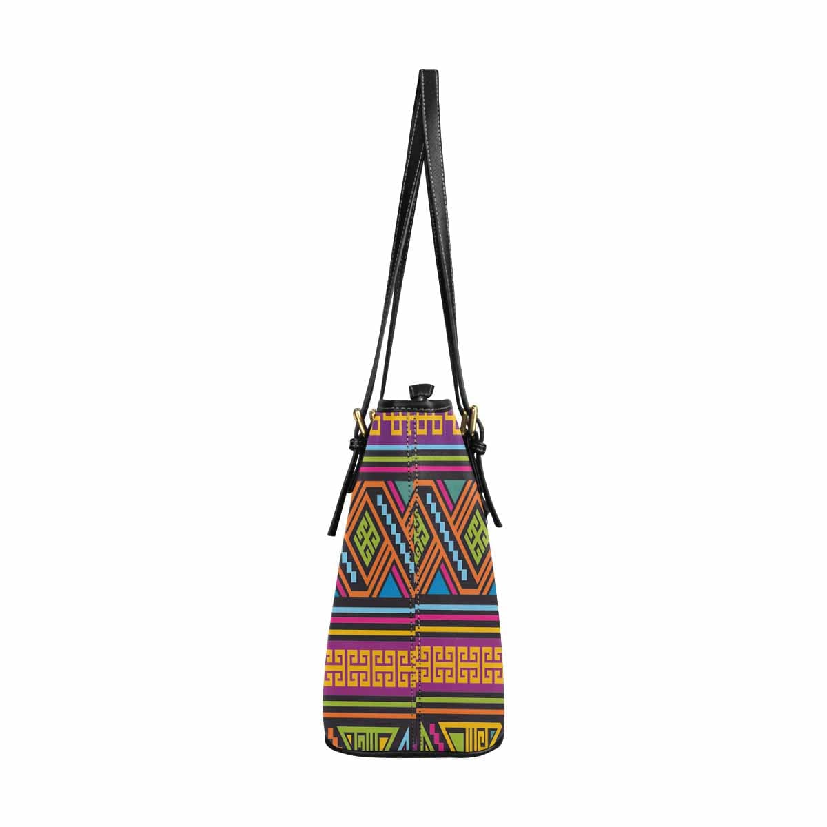 Large Leather Tote Shoulder Bag - Bohemian Print-2