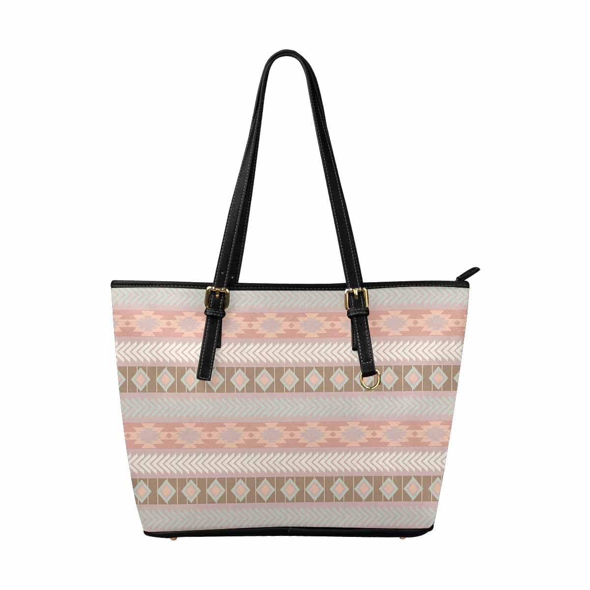 Large Leather Tote Shoulder Bag - Bohemian Print-3