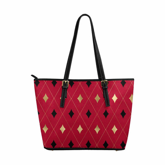 Large Leather Tote Shoulder Bag - Red-0