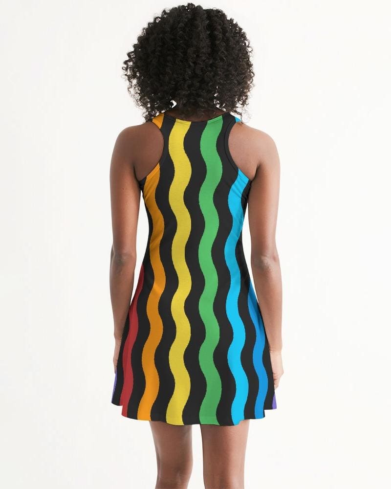 Womens Dress - Rainbow Stripped Style Racerback Dress-1